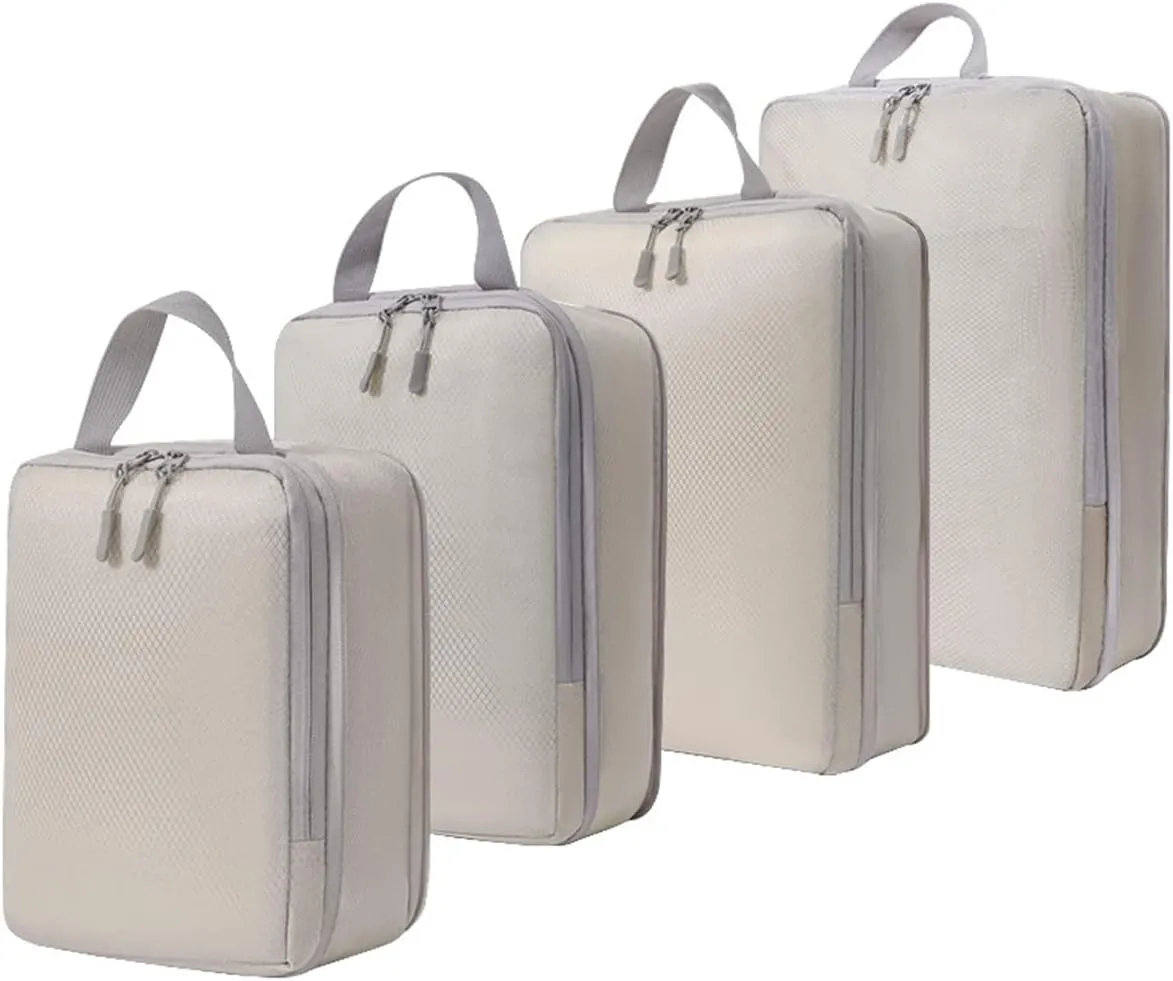 4 PCS Compression Packing Cubes for Suitcase Travel Luggage Organizer Bags Set Packing Organizers Compression Suitcase Bag Travel Essential Bag