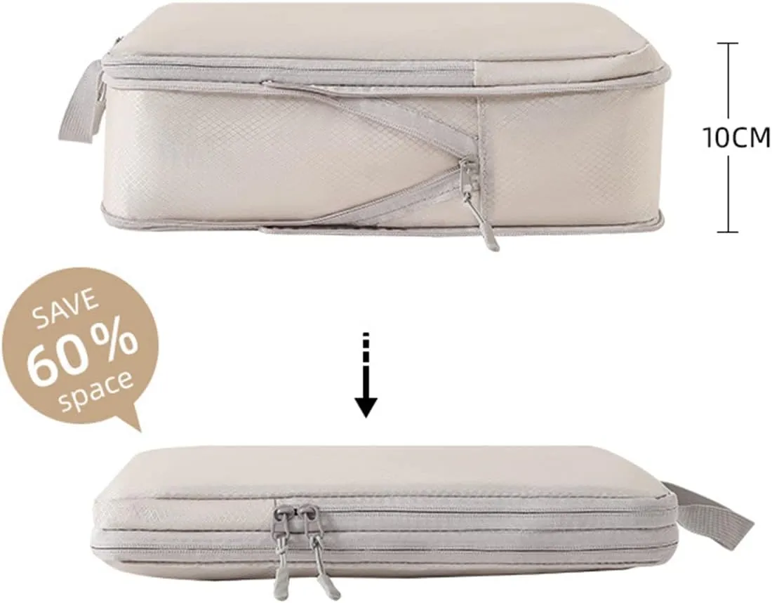 4 PCS Compression Packing Cubes for Suitcase Travel Luggage Organizer Bags Set Packing Organizers Compression Suitcase Bag Travel Essential Bag