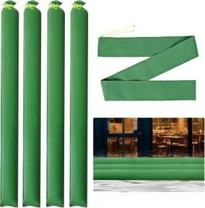 4 Pcs Long Canvas Sandbags Flood Protection Thickened Reusable Sand Bags Rain Wind Flood Barrier with Elastic Band Water Barrier Tube Sandbags for Door Window Rain Water Flood, Green (7 ft)