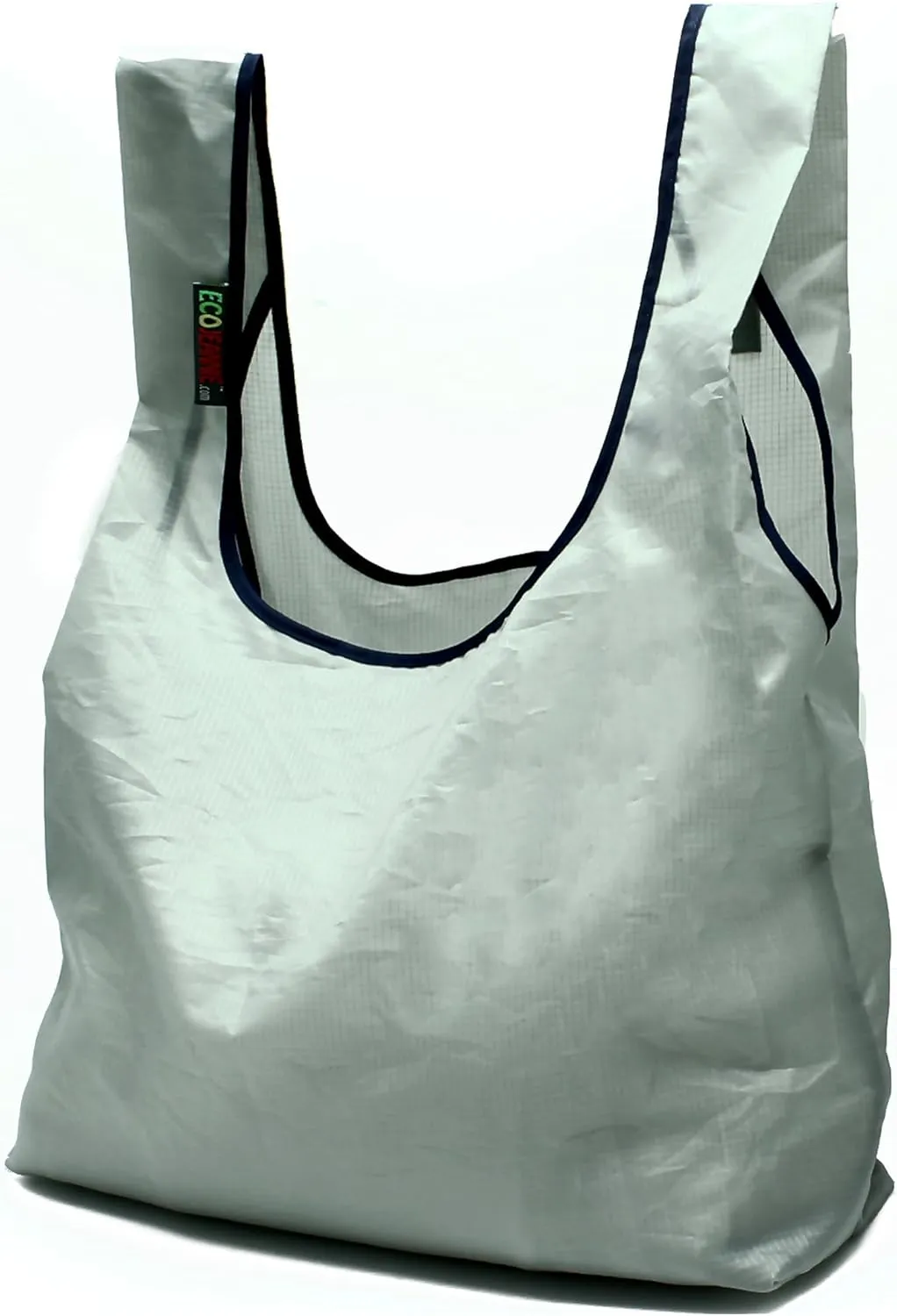 4 PK Ripstop Nylon Foldable Reusable Bag Grocery Shopping Bag, built-in Pouch, RBS044 (Gray, Navy, Mustard, Wine)