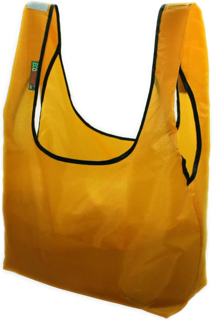 4 PK Ripstop Nylon Foldable Reusable Bag Grocery Shopping Bag, built-in Pouch, RBS044 (Gray, Navy, Mustard, Wine)