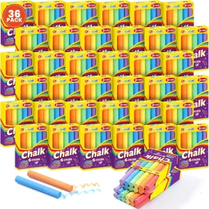 432 Count Colored Chalk, 36 Packs Color Chalk Bulk, Bulk Chalkboard Chalk School Supplies for Teachers, Classroom Prizes, Goodie Bags Stuffers, Party Favors, Back to School Gifts for Students Kids