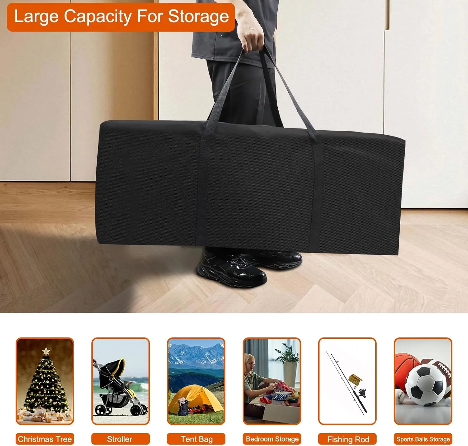 47 Inch Sports Duffle Bag - 195L Large Luffel Bag for Travel, 600D Oxford Fabric Foldable Luggage Duffle Bag for Men Women