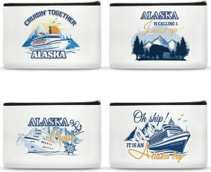 4pcs Alaska Cruise Gift Makeup Bags for Women Cruise Ship Cosmetic Bags for Alaska Cruise Lovers Portable Beach Accessories with Zipper Pouch Travel Bags for Girls Sister