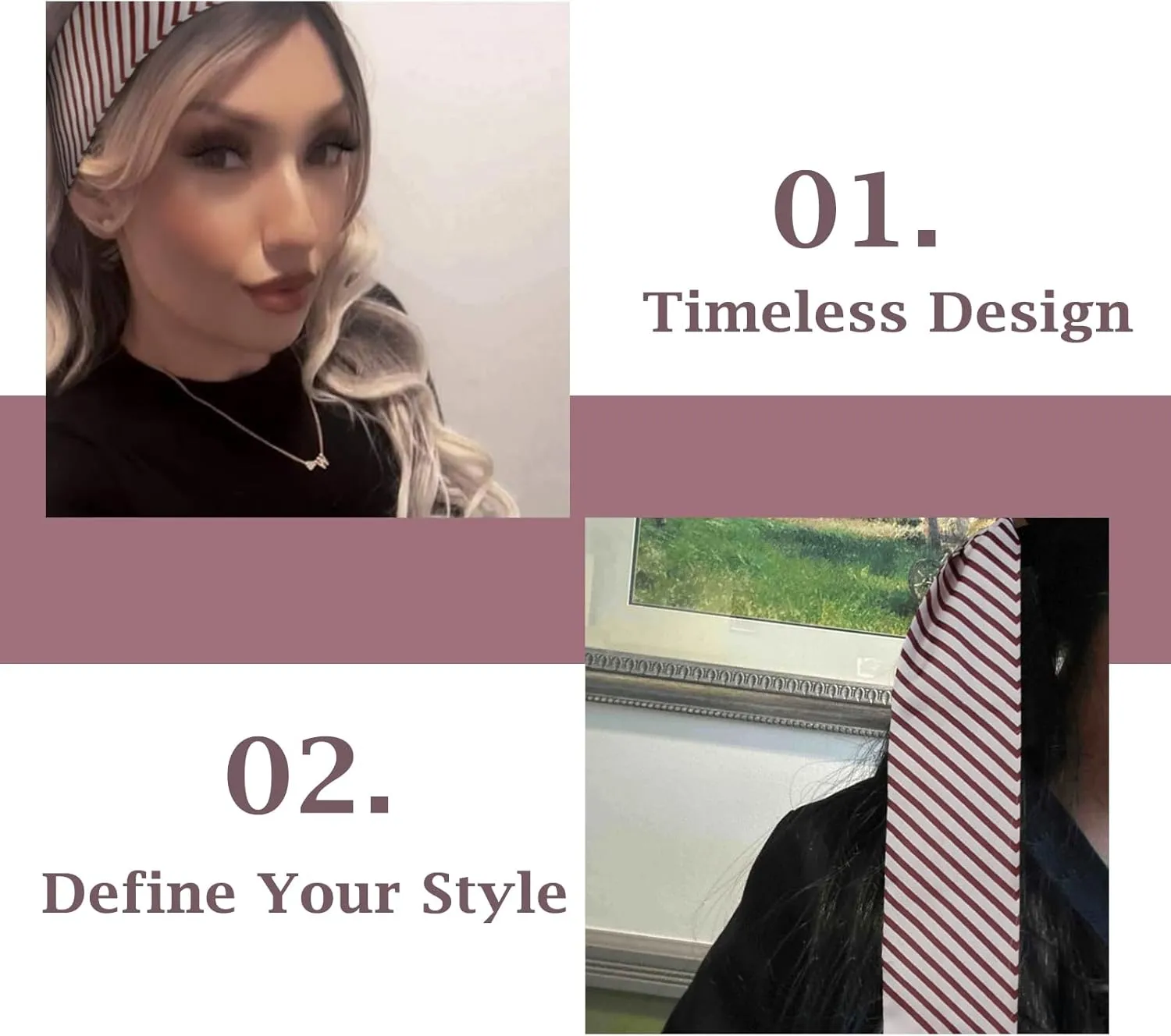 4Pcs Fashion Scarves for Women, Multifunctional Boho Scarves Headbands Satin Scarf for Bag Hair Accessories