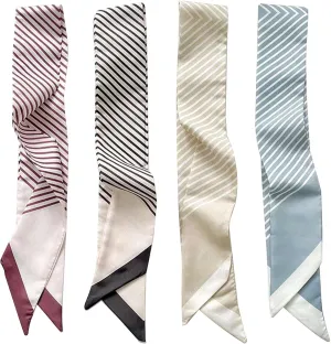 4Pcs Fashion Scarves for Women, Multifunctional Boho Scarves Headbands Satin Scarf for Bag Hair Accessories