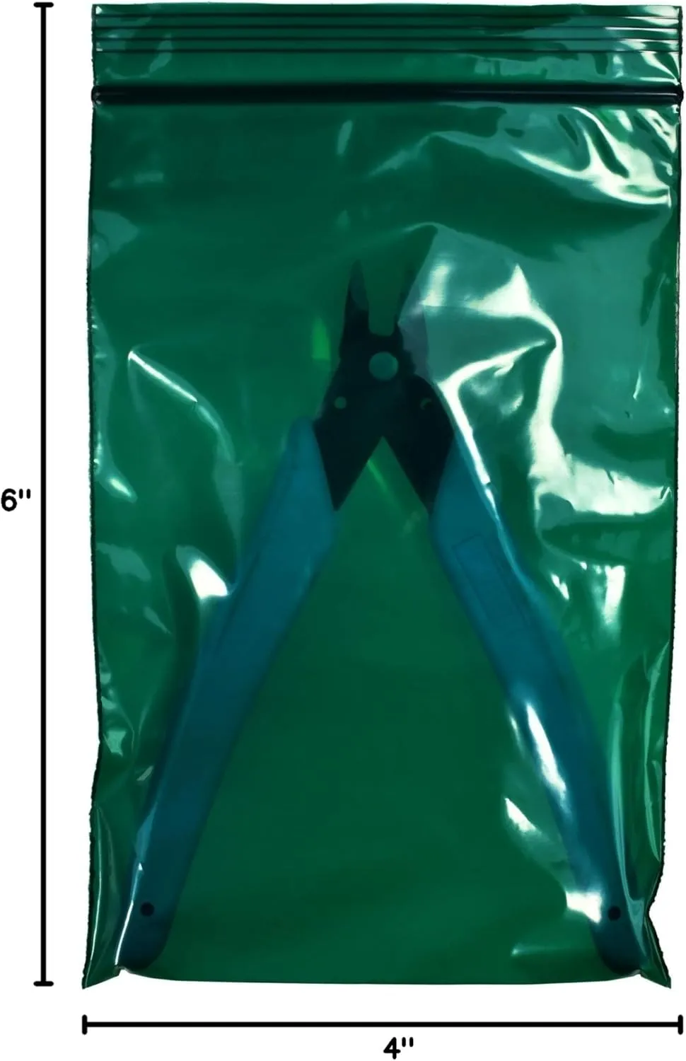 4" x 6" Green Reclosable Zipper Bags - 2-Mil, Pack of 100 - Resealable Plastic Bags for Packing, Storage, Tools, Crafts, and Office Supplies - sku: r46gr-100