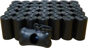 5 700 Poop Bags, Dog Waste Bags, Pet Waste Bags, Durable Premium Bulk Refill Rolls, Black   Leash Bone Dispenser, 12.5" Long & 8.6" Wide