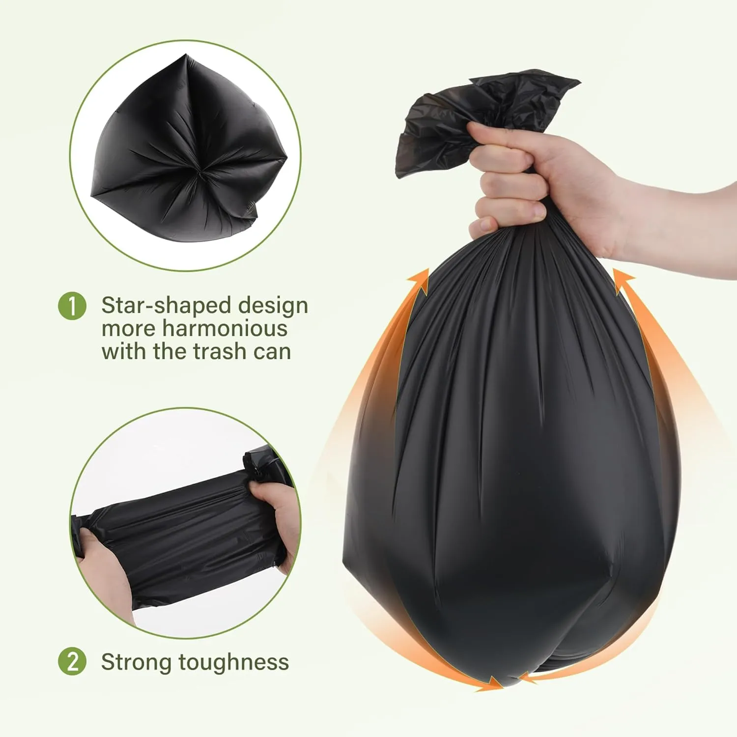 5 Gallon Trash Bags Compost Portable Toilet Bags 100% Composting Garbage Bag Extra Thick 0.86 Mil for Camping Travel Kitchen Bathroom BPI Certified 45 Counts, Black
