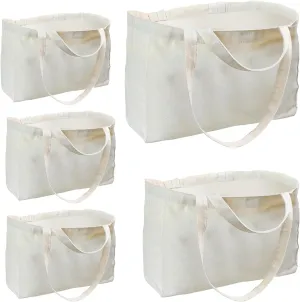5 PCS Reusable Sublimation Large Tote Bags,Canvas Grocery Bag with Long Handle Bulk, Heavy Duty blanks Shopping Canvas Bag, Foldable and Washable
