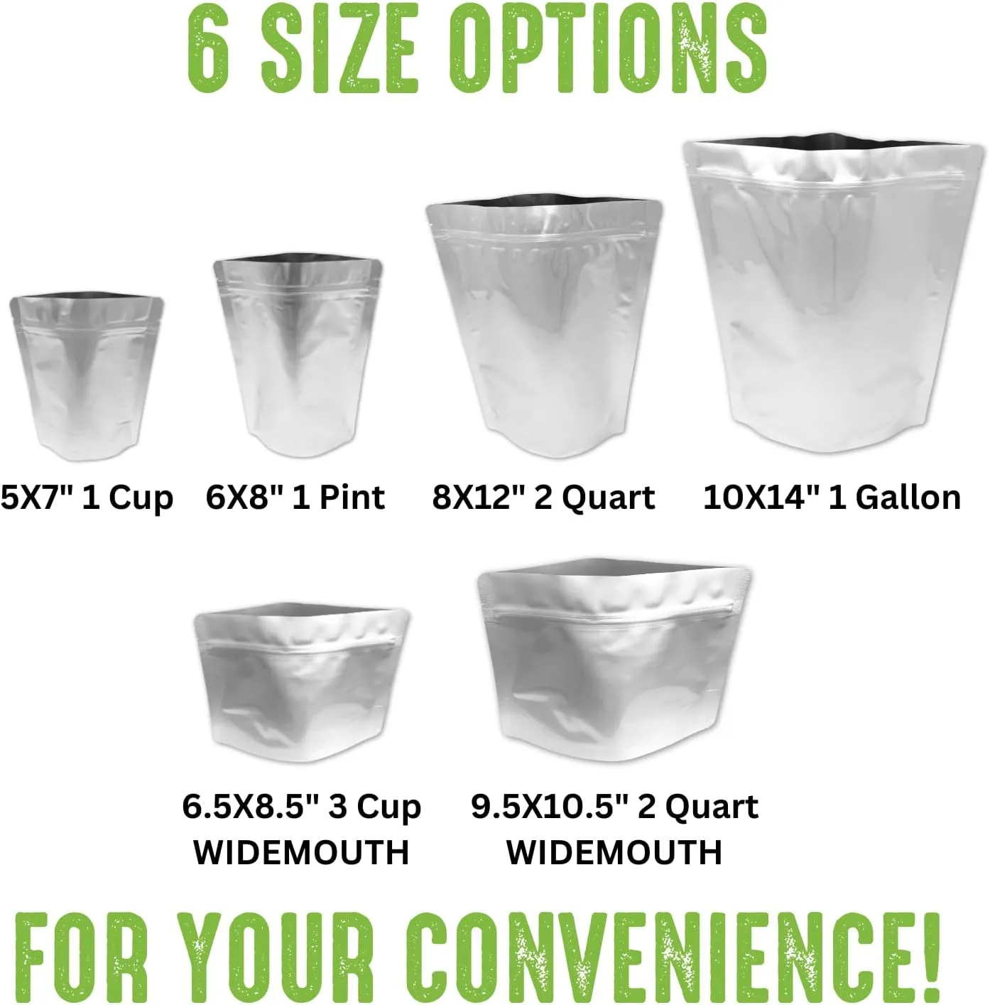 50 Mylar Bags for Food Storage, Airtight 7-Mil Thick Gusseted Zip Lock, Long Term, Reusable, Emergency Food Supply & Freeze Dryer Bags - 3 Cups 6.5x8.5 Inch