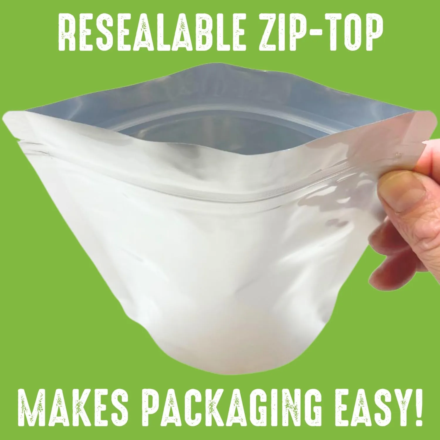 50 Mylar Bags for Food Storage, Airtight 7-Mil Thick Gusseted Zip Lock, Long Term, Reusable, Emergency Food Supply & Freeze Dryer Bags - 3 Cups 6.5x8.5 Inch