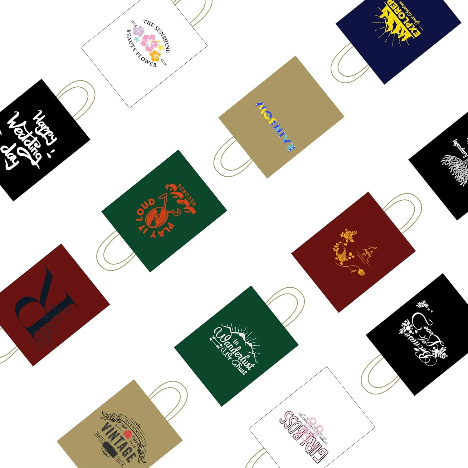 50 Pack Customizable Paper Bags with Logo,Personalized Gift Bags with Handles - Small Goodie Bags for Parties and Events,Printed Shopping Bags for Small Business