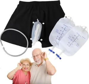 52 to 72CM, Wearable Urine Bag Incontinence Pants,Urine Collector for Men 500Ml,Reusable Pee Bags for Travel for Men,Removable Urinal,for Men Elderly Bedridden