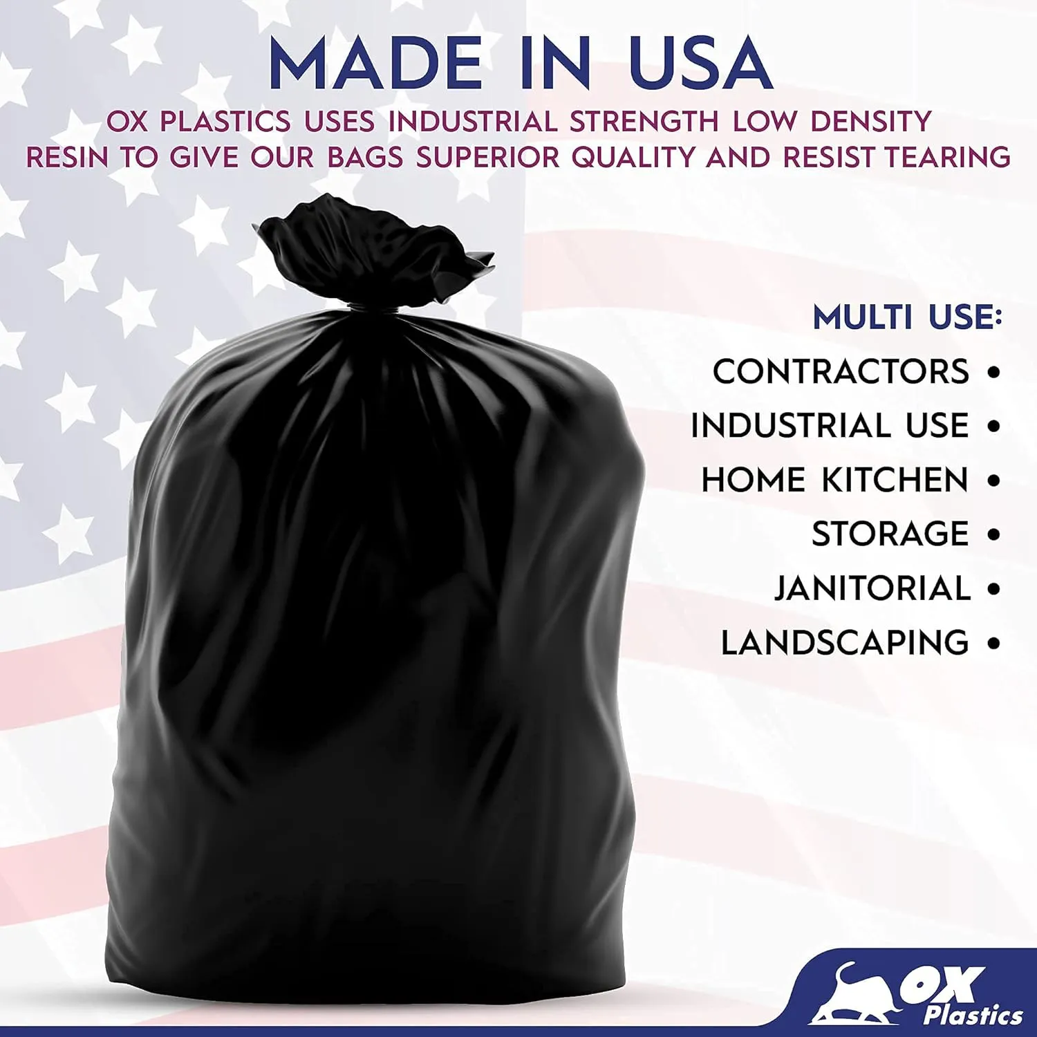 55 Galon Heavy Duty Black Trash Bags (3 MIL) - 50 Count Large 36x52 IN Thick Garbage Bags - Multipurpose Trash Can Liners for Contractors, Home Kitchen & Industrial Use (Made in USA)