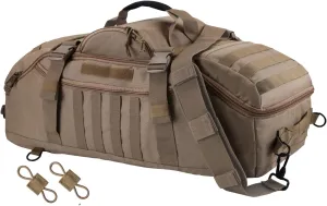 55L Large Travel Gym Duffle Bag Military Tactical Backpack, Army Pack 3 Day Bug Out Bag Rucksack for Outdoor Sport Hiking Camping with Molle System, Coyote