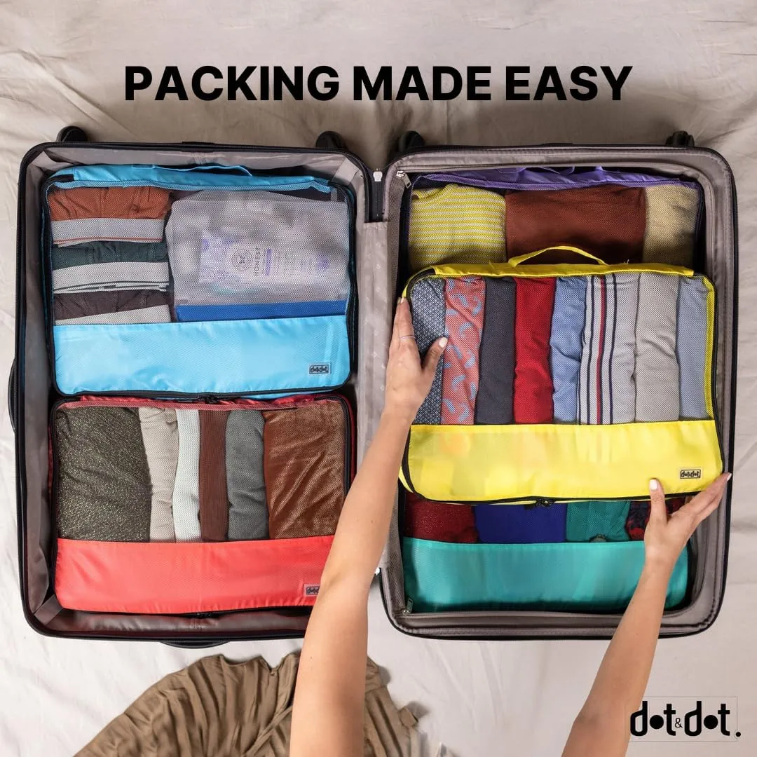 5pc Green Large Packing Cubes for Suitcases - Travel Packing Organizers for Carry on Luggage Cubes set of 5