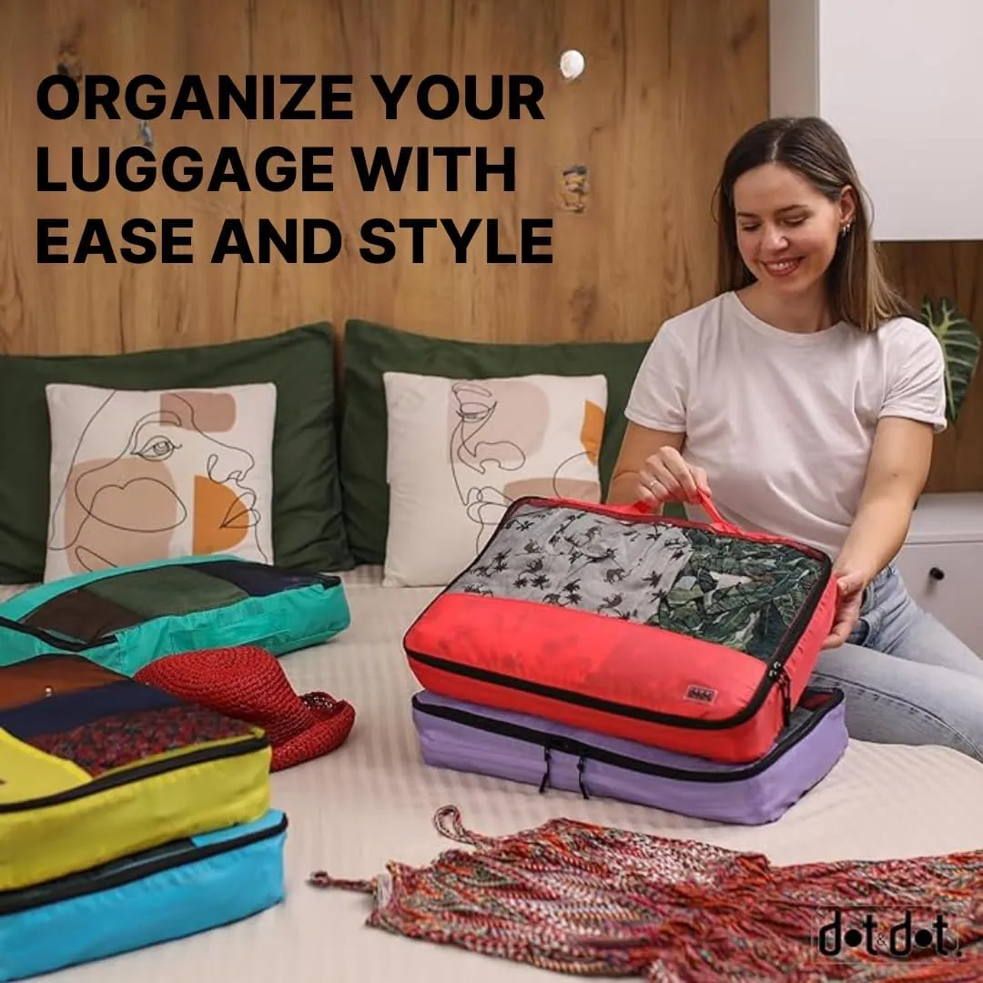 5pc Green Large Packing Cubes for Suitcases - Travel Packing Organizers for Carry on Luggage Cubes set of 5