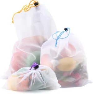 5pcs Colorful Reusable Fruit Vegetable Bags Net Bag Produce Washable Mesh Bags Kitchen Storage Bags Toys Sundries (Color : 05, Size : 5pcs Small)