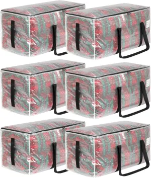 6 Pack Clear Moving Bags with Clear Window, Storage Bags with Full Wrap Carrying Handles & Zippers,Large Packing Bags for Saving Space, Alternative to Moving Boxes