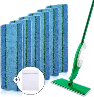 6 Pack Upgraded Refill Pad for Libman Freedom Spray Mop, Washable Microfiber Spray Mop Replacement Head, 6 Count Reusable Pads   1 Pcs Laundry Bags