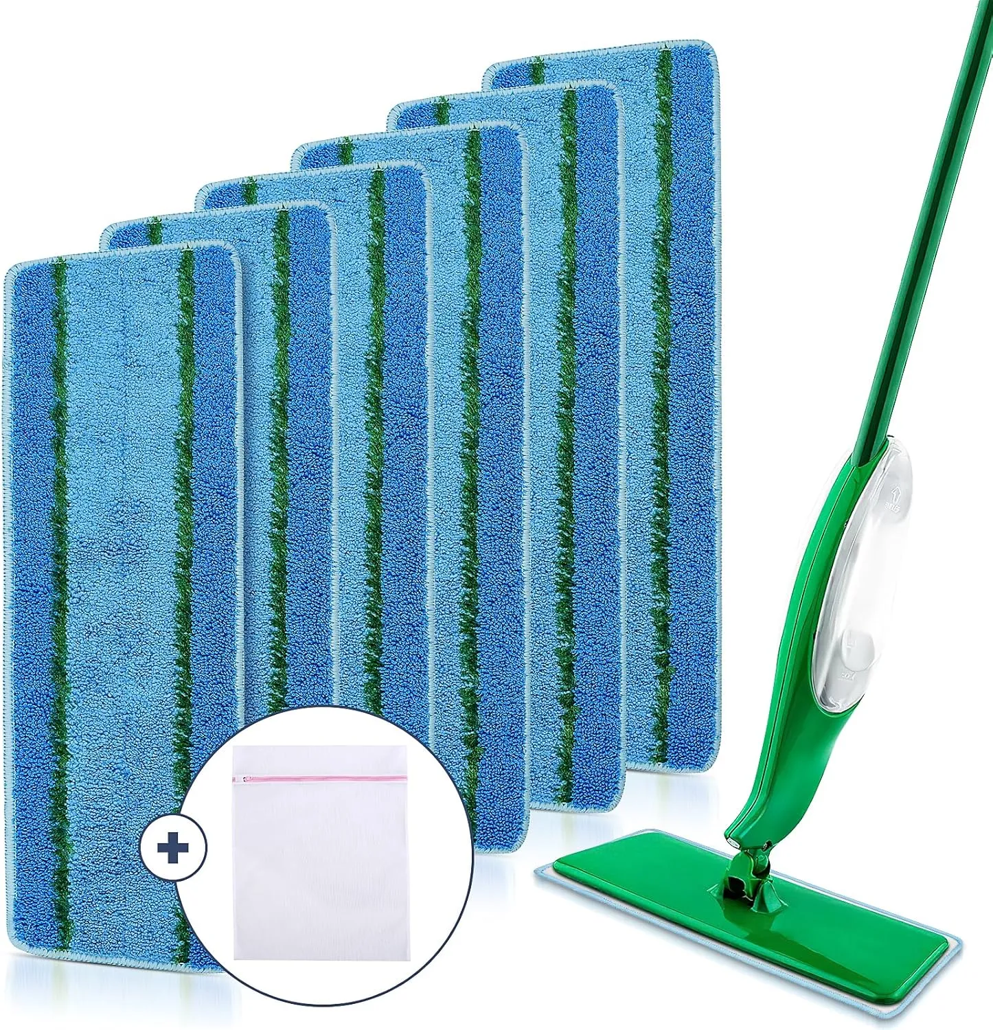 6 Pack Upgraded Refill Pad for Libman Freedom Spray Mop, Washable Microfiber Spray Mop Replacement Head, 6 Count Reusable Pads   1 Pcs Laundry Bags