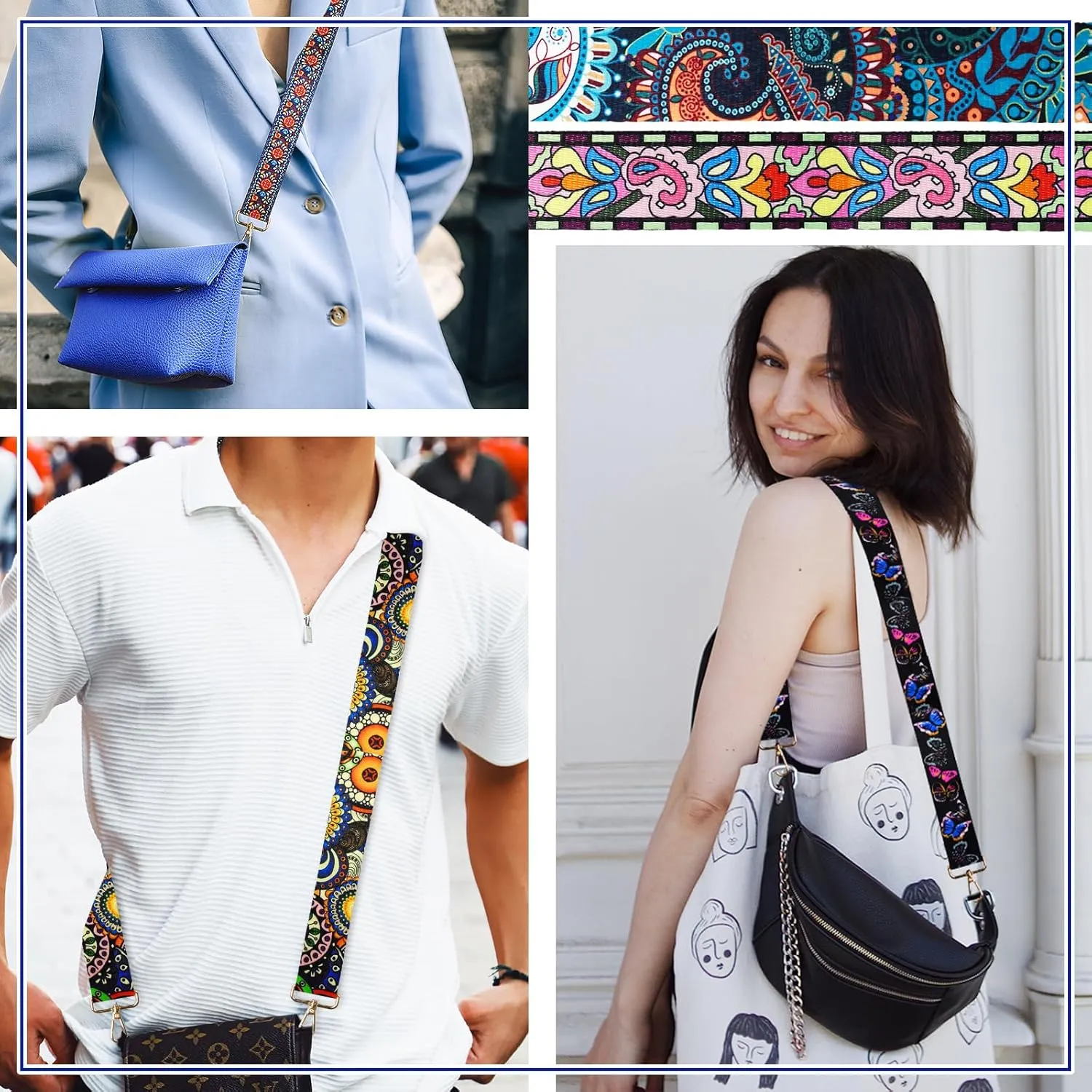 6 Pieces Purse Straps Replacement Crossbody Straps for Purses 1.5 Inches Purse Strap for Handbags Shoulder Strap