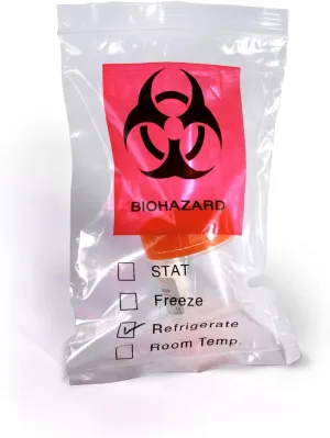 6" x 9" x 2 mil Clear Plastic Zip Top Specimen Bag with Paperwork Pouch, 2-Color Biohazard Symbol & Processing Checkboxes (Case of 1,000)