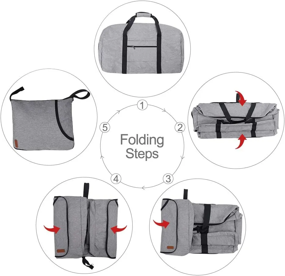 80L Duffle Bag for Travel, Large Foldable Waterproof Travel Duffel Bags Weekender Overnight Bag for Men and Women with Shoe Compartment (Gray)