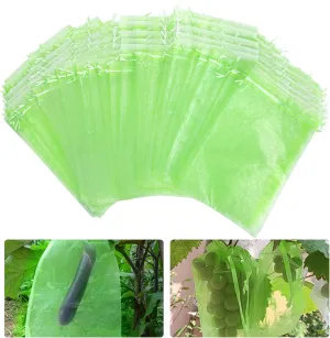 8x12 Inch 100 Pcs Penetrating Light Mesh Bags, Fruit Trees Protection Bag,Garden Plant Fruit Netting Barrier Bags with Drawstring