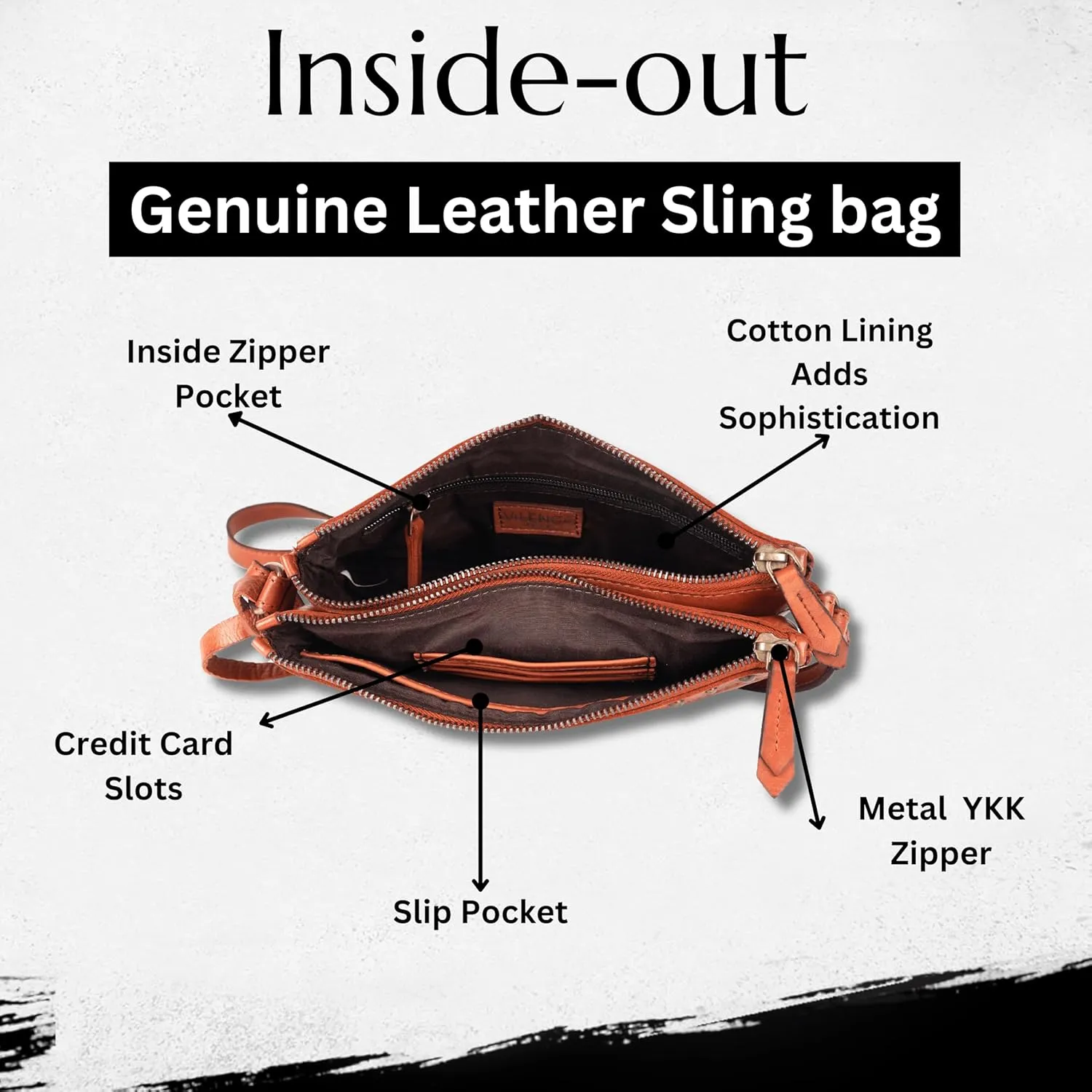 9 inch Women's Genuine Italian Leather Boho Studded Crossbody Sling Bag – Premium Quality, Stylish