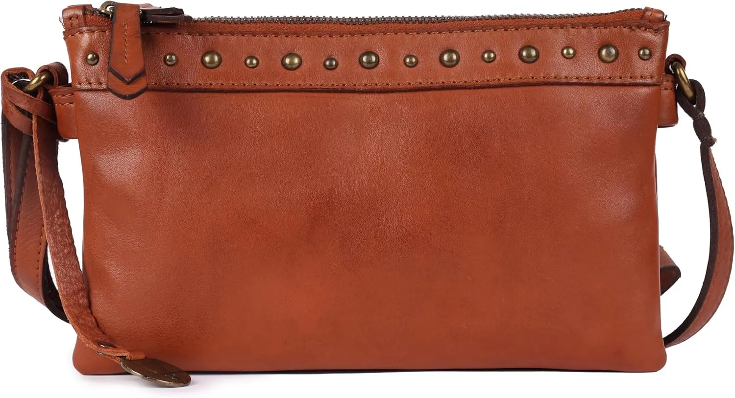 9 inch Women's Genuine Italian Leather Boho Studded Crossbody Sling Bag – Premium Quality, Stylish