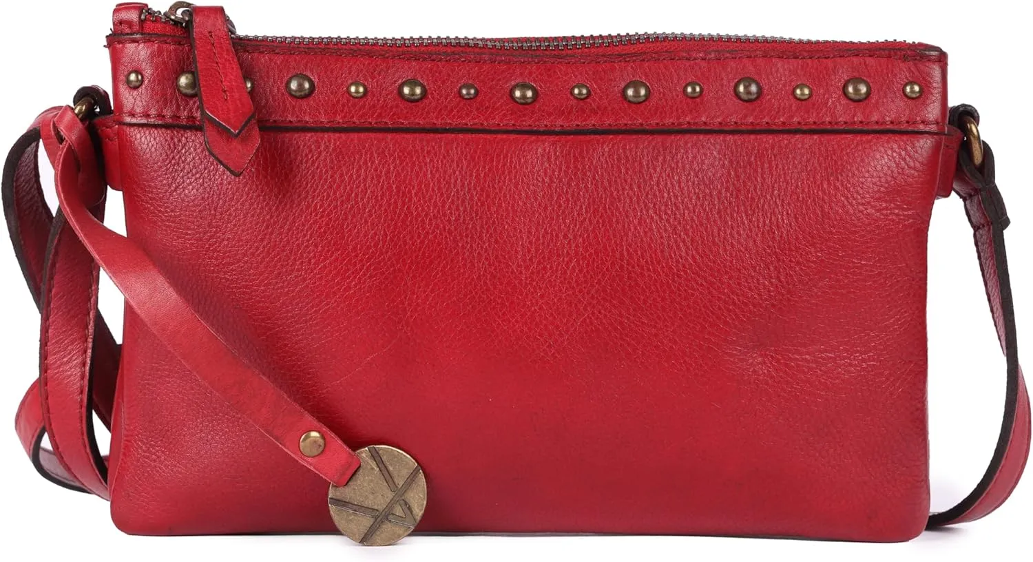 9 inch Women's Genuine Italian Leather Boho Studded Crossbody Sling Bag – Premium Quality, Stylish