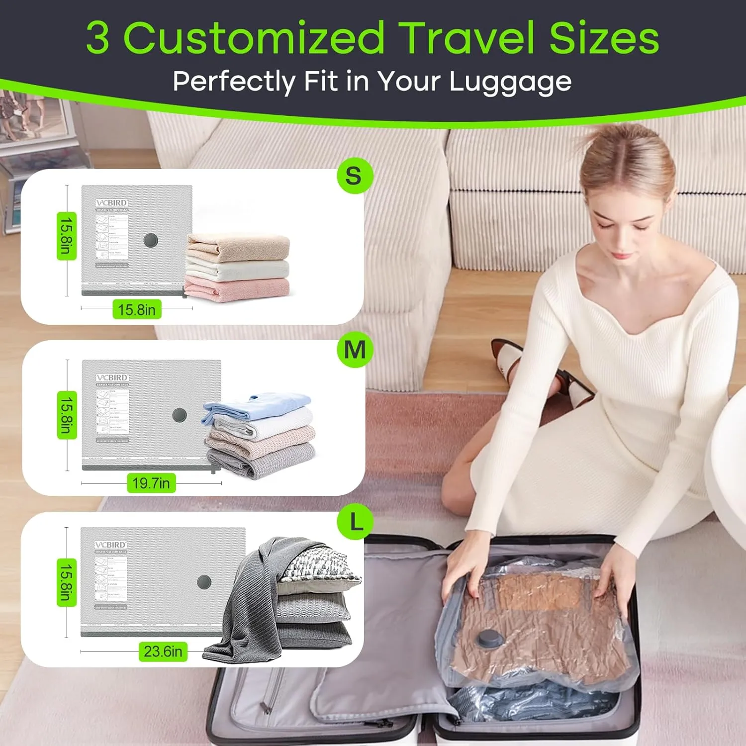9 Pack Travel Vacuum Storage Bags with USB Electric Pump, Carry-on Size Space Saver Bags for Clothes and Clothing Travel，Compression Packing for Luggage and Suitcase