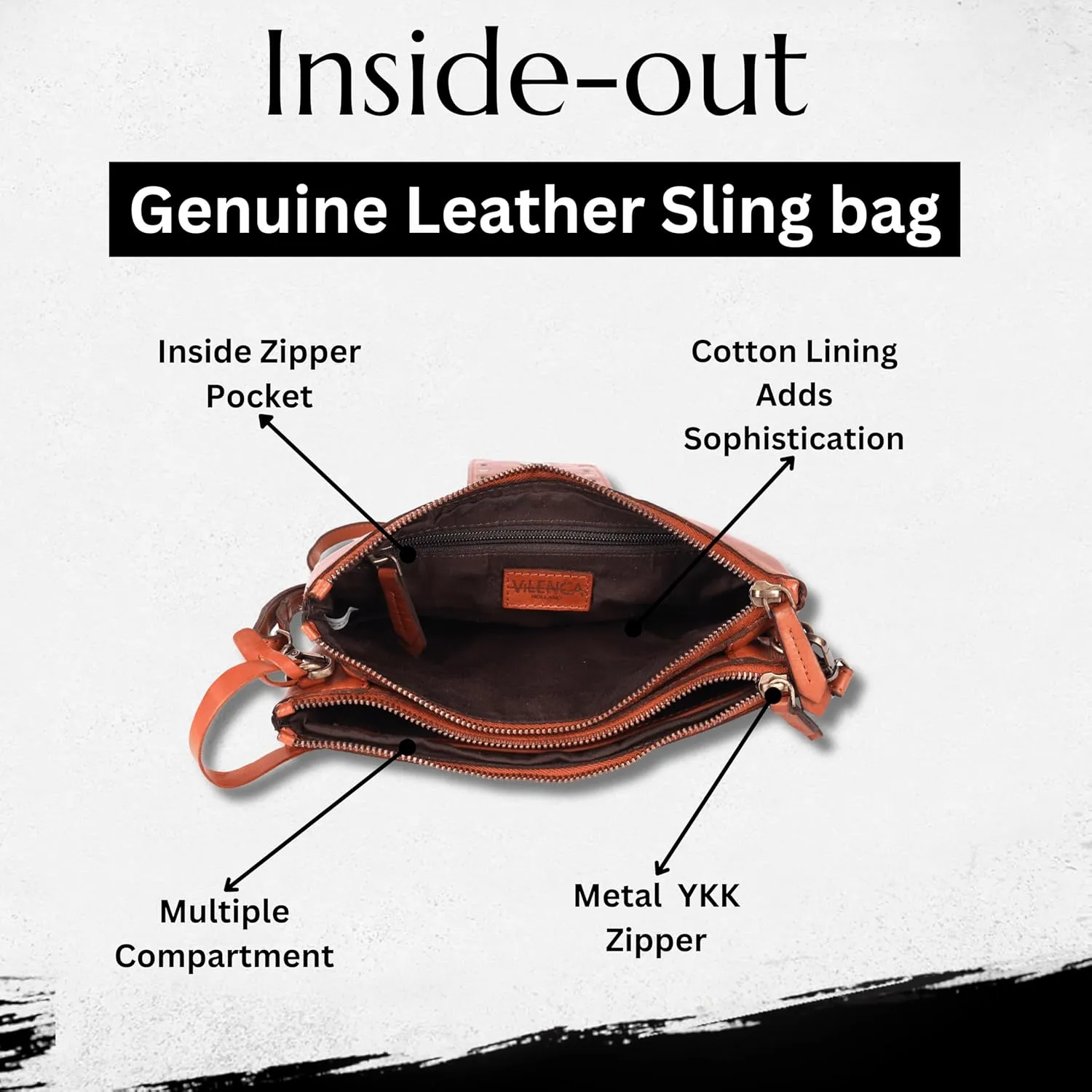 9.5 inch Genuine Italian Leather Boho Studded Crossbody Sling Bag - Stylish, Durable, & Perfect for Everyday Use for women