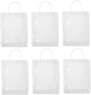 ABOOFAN 6Pcs Clear Tote Bags for DIY Painting Blank Handbag Supplies for Parent Activities Art Bags for Parties Classroom Fun and