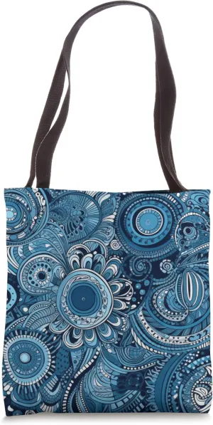Aboriginal Art Pattern Abstract Shades Blue Dots Aboriginal Tote Bag