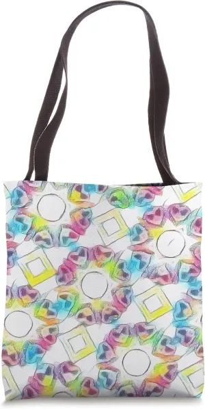 Abstract Art Rainbow Geometric Heart Pattern Bold Design Tote Bag