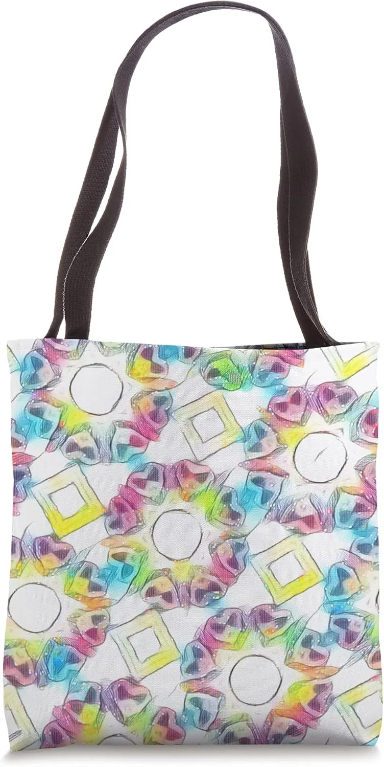 Abstract Art Rainbow Geometric Heart Pattern Bold Design Tote Bag