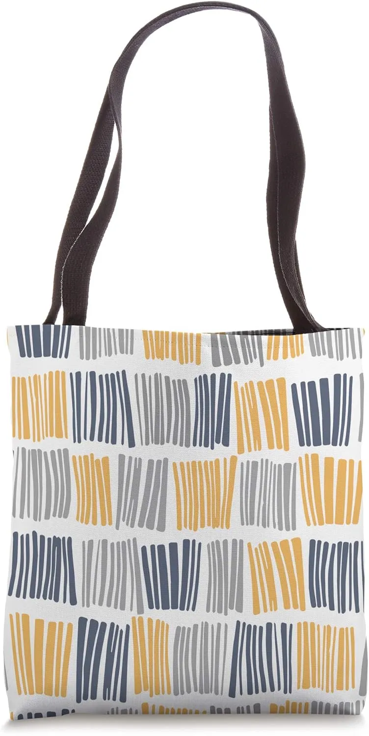 Abstract Black and Yellow Vertical Lines Tote Bag