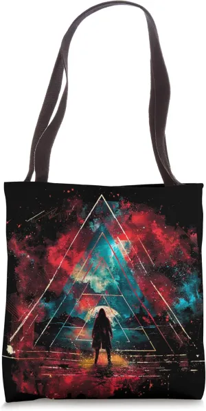 Abstract Cosmic Geometry – Geek-Inspired Surreal Sci-Fi Art Tote Bag