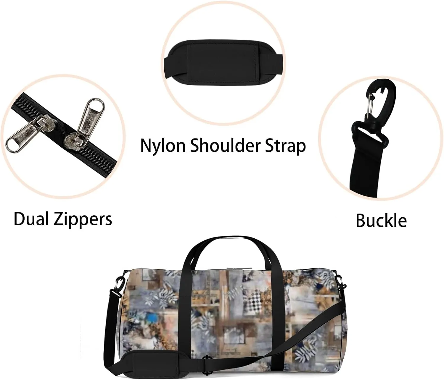 Abstract Digital Background Pattern Sports Bag Tote Bag Waterproof Gym Bag with Shoulder Strap Zipper 2 Side Pockets for Men and Women, Travel and Storage Shoulder Bag.