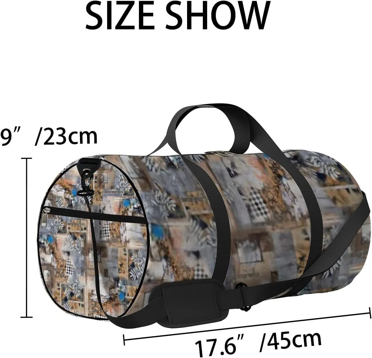 Abstract Digital Background Pattern Sports Bag Tote Bag Waterproof Gym Bag with Shoulder Strap Zipper 2 Side Pockets for Men and Women, Travel and Storage Shoulder Bag.