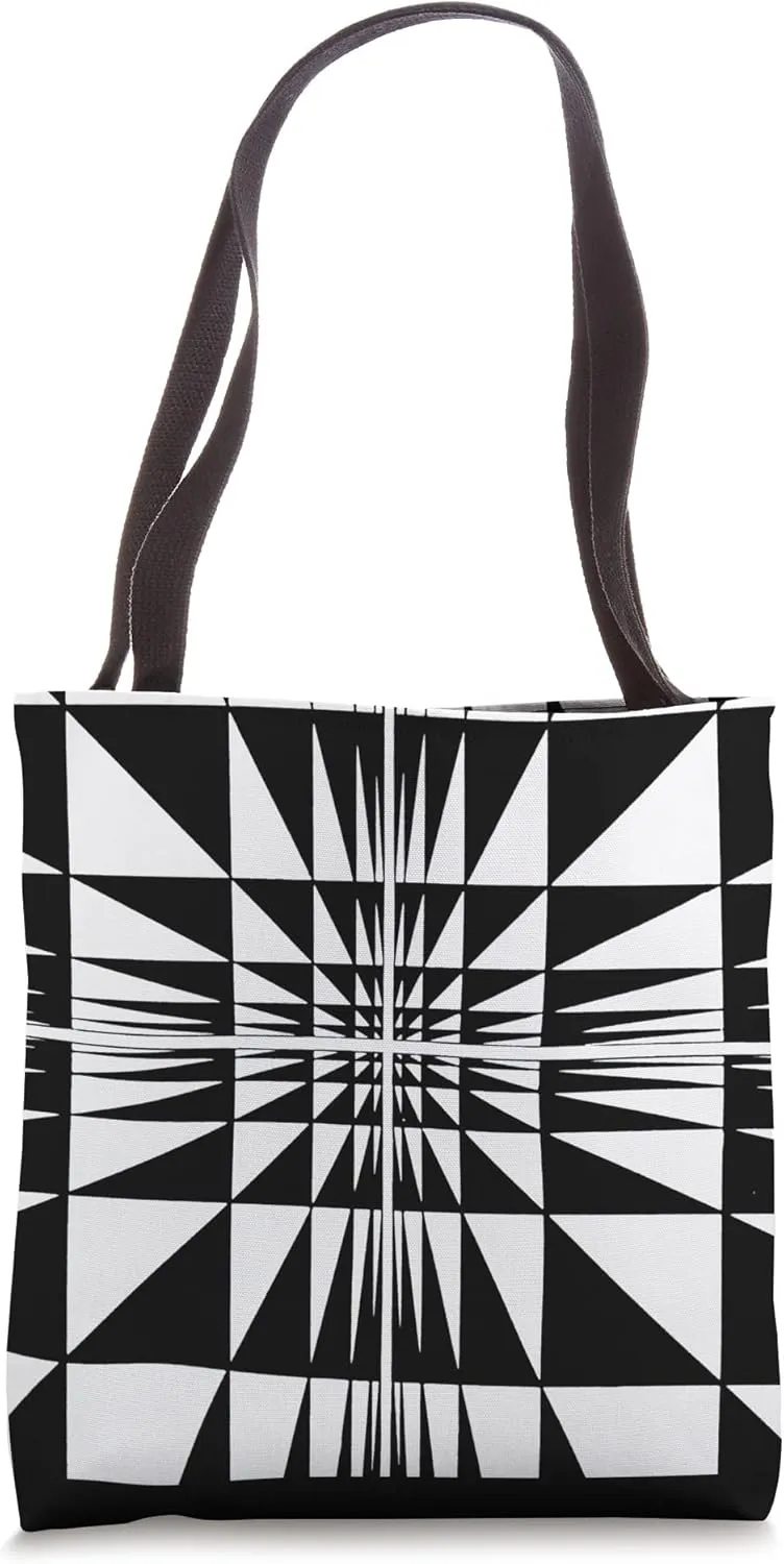 Abstract Geometric Artsy Black and White Optical Illusion 10 Tote Bag