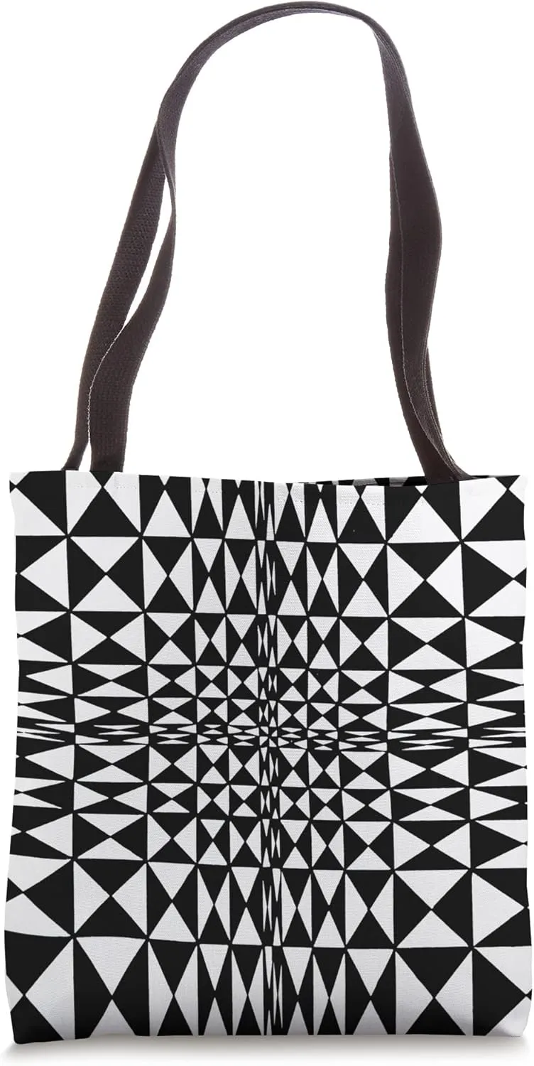 Abstract Geometric Artsy Black and White Optical Illusion 11 Tote Bag