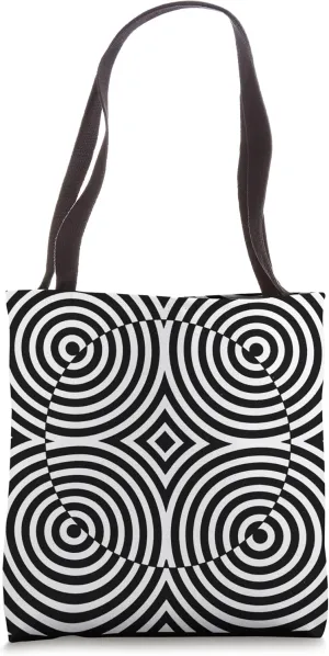 Abstract Geometric Artsy Black and White Optical Illusion Tote Bag