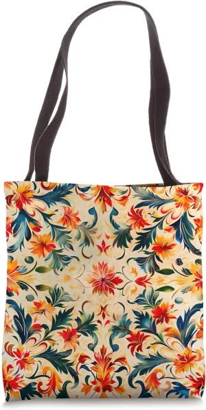 Abstract Geometric Floral Pattern Painting Stencils Tote Bag