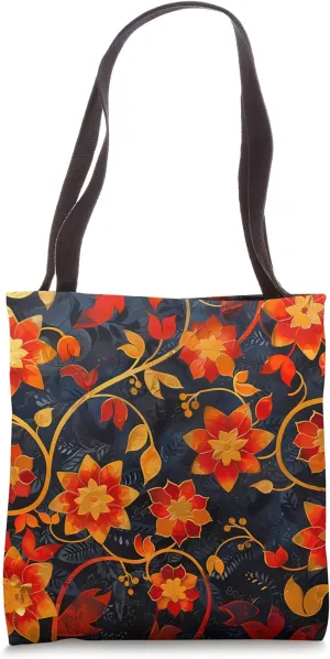 Abstract Geometric Floral Pattern Painting Stencils Tote Bag