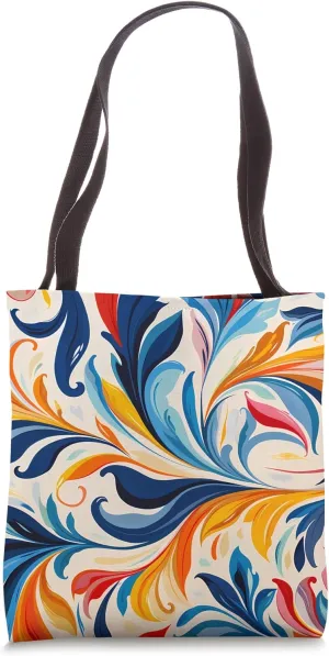 Abstract Geometric Floral Pattern Painting Stencils Tote Bag