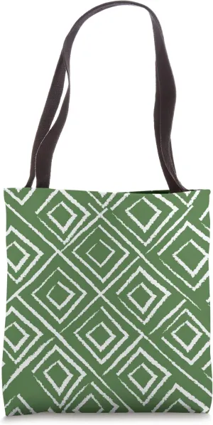 Abstract Geometric Modern Boho Prints Color Fern Green Tote Bag